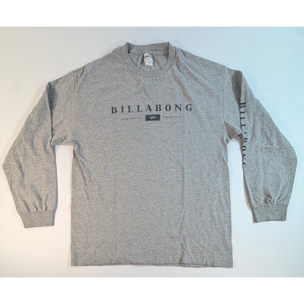 Vintage 90s Billabong Long Sleeve T-Shirt Mens Large Heather Gray Surf Logo